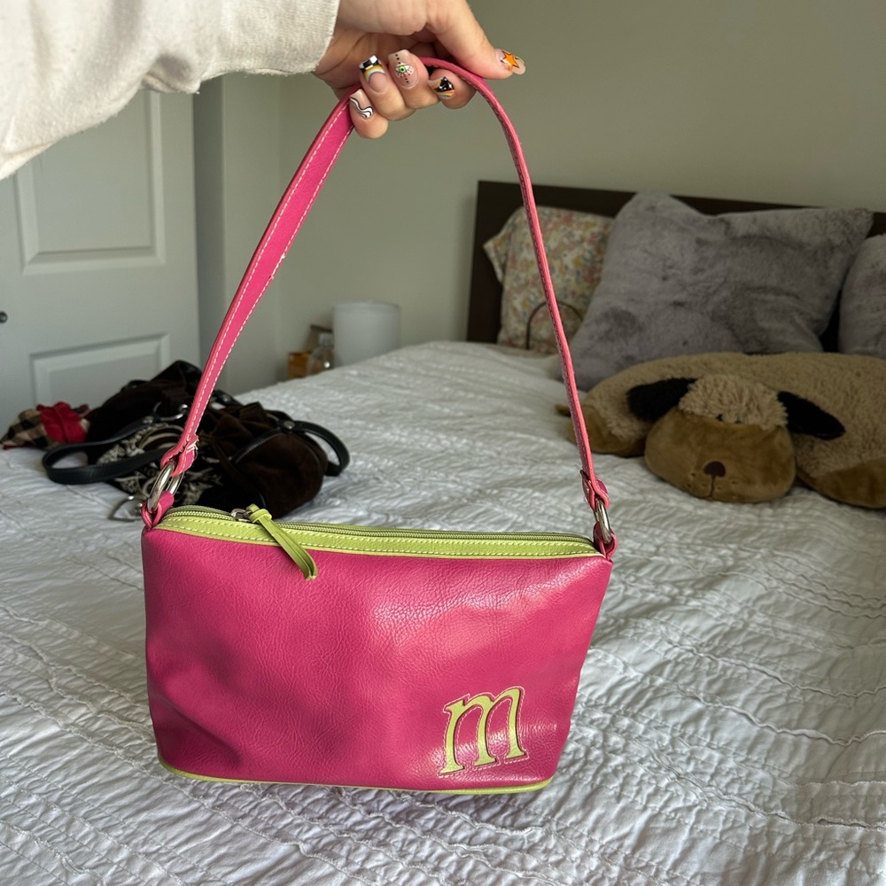 Y2K initial m vintage pink and green purse